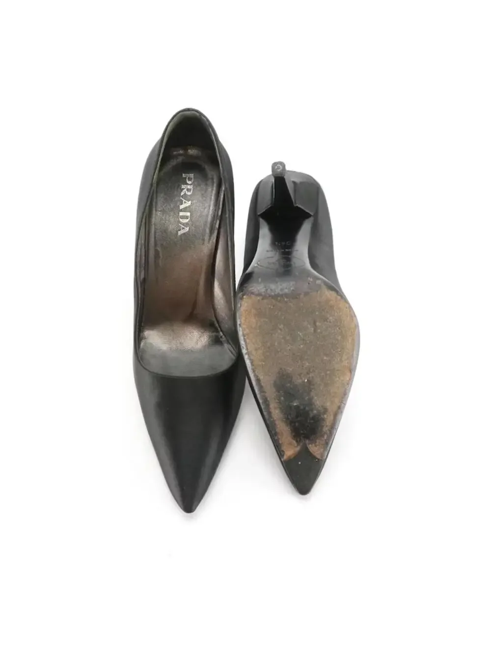 Prada Black Silk Satin Pumps 34.5 GUC - Picture 4 of 9